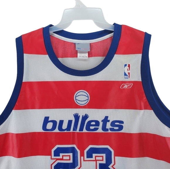 Vtg Reebok Jordan Jersey Bullets Hardwoods Classic Mens 2XL NBA Shirt Mesh Y2K - Picture 5 of 12